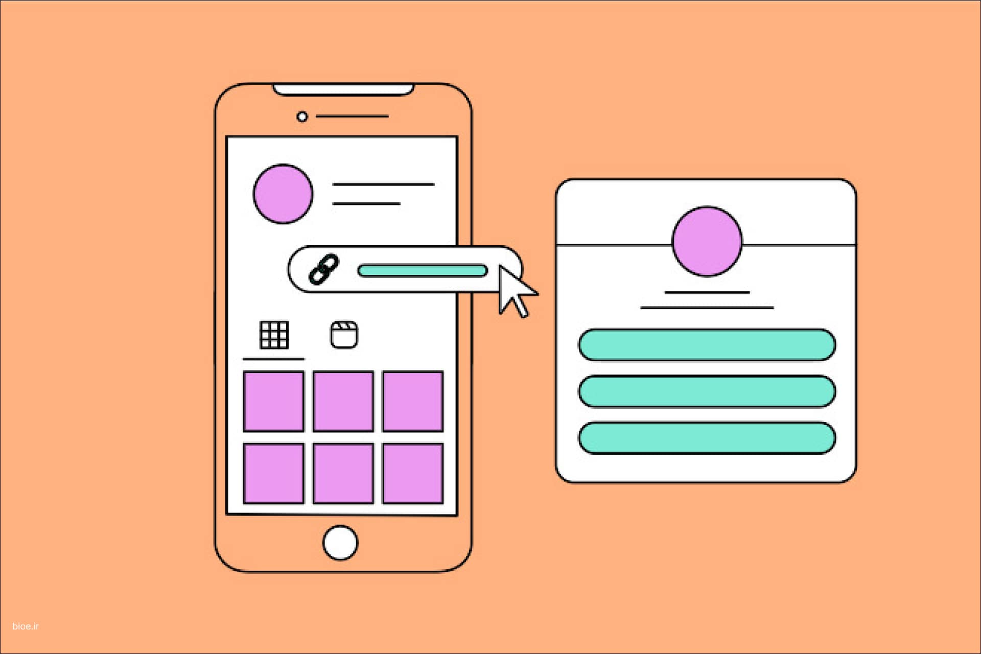ساخت لینک بایو رایگان و حرفه ای برای اینستاگرام و شبکه‌های اجتماعی دیگر